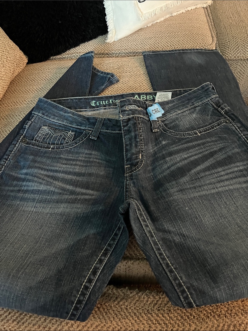 Cruel Women’s Dark Blue Boot Cut Jeans with Embroidered Back Pockets - Picture 3 of 6